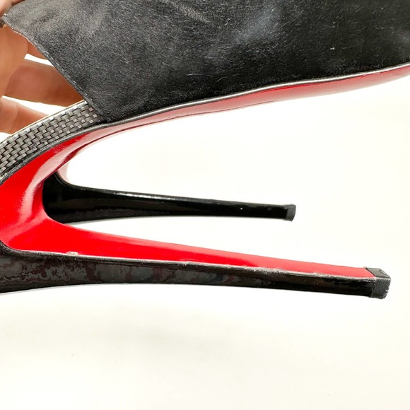Christian Louboutin Carlota Platform Heels Pumps Suede Black EU 37 US 7 - Picture 12 of 12
